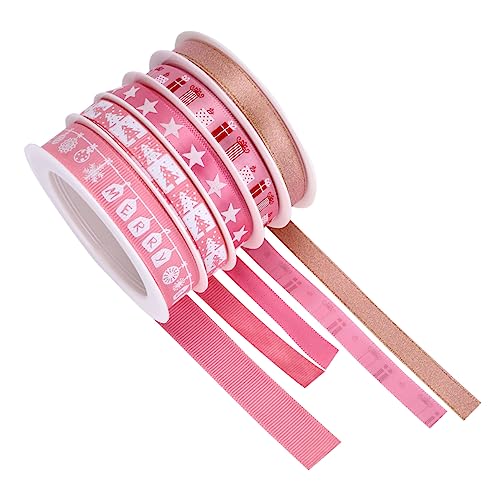 WEKAMOS 5rollos Cintas Navideñas Estampadas De Cinta Decorativa Para Envolver Regalos Navideños y Manualidades De Obsequio De Navidad De Metros