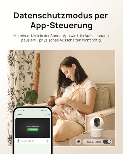 Anona Pano 4K Innenüberwachungskamera mit 360° Auto-Tracking & Wi-Fi 6, Indoor Kamera mit Personen-, Haustier-, Babyweinen-Erkennung, 2-Wege-Audio, Datenschutzmodus | Alexa-kompatibel, 1er-Pack