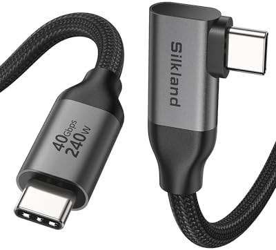 Silkland Right Angle 40Gbps USB 4 Cable for Thunderbolt 4/3 240W 3.3FT