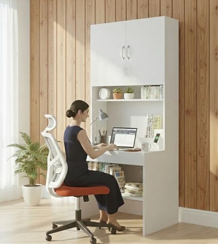 Image of Alpine Willow Multipurpose Study Table with Book Shelf (DIY-Do-it-Yourself) I Study Desk with Storage I Computer Table for Home pc I Study Table with Hutch and Storage I Workstation Table