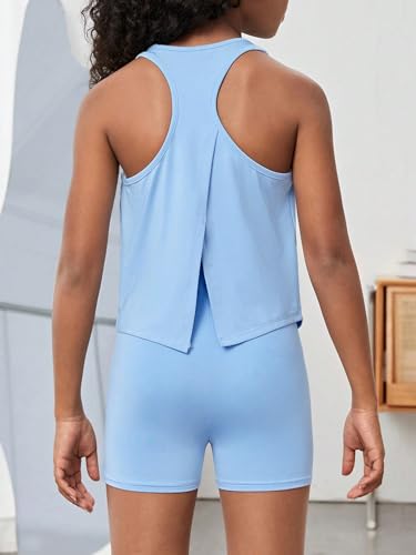 Image of BEAUDRM Girl's 2 Piece Workout Outfits Crop Top and Shorts Athletic Sets | Activewear Sets,Dance Sets,Tumbling Outfits,Hip Hop Dance Outfits,Cheer Practice Outfits for Girls