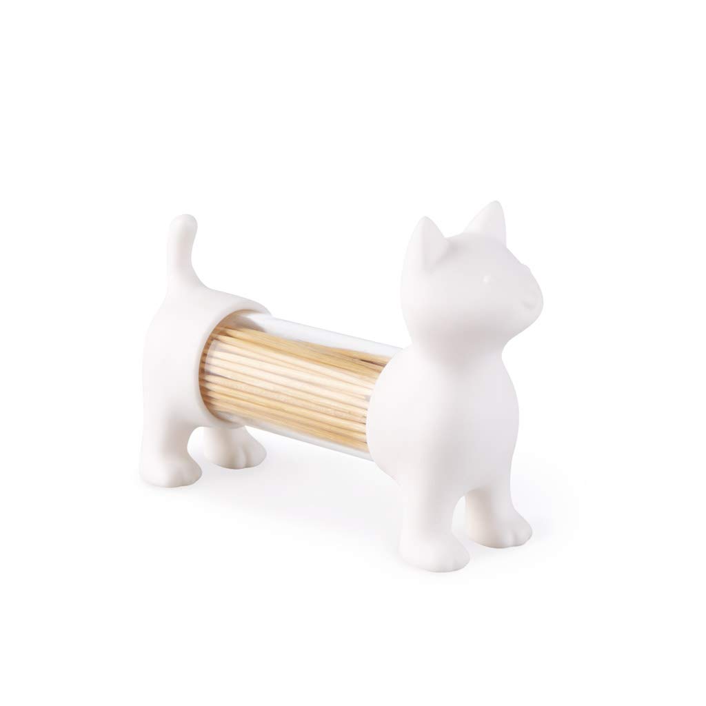 Balvi White Tpick Holder & Salt&Pepper Shaker Cat Colour Shaped Cat Acrylic/Pvc Plastic