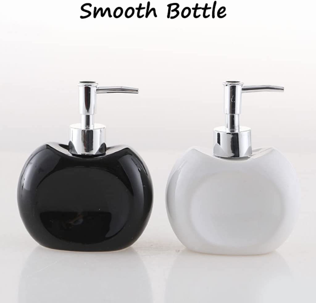 Distributore di sapone ricaricabile da 10,1 once, distributore di sapone in ceramica a forma di frutta, distributore di lozione con pompa, distributore di sapone e lozione ricaricabile (nero, 2 pezzi)
