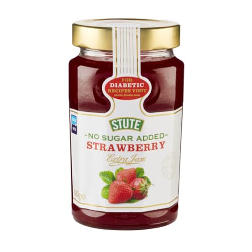 Image of Stute Strawberry Jam 430g, No Sugar Added, 90% Less Sugar & 30% Less Calories, Diabetic Friendly, Imported from UK