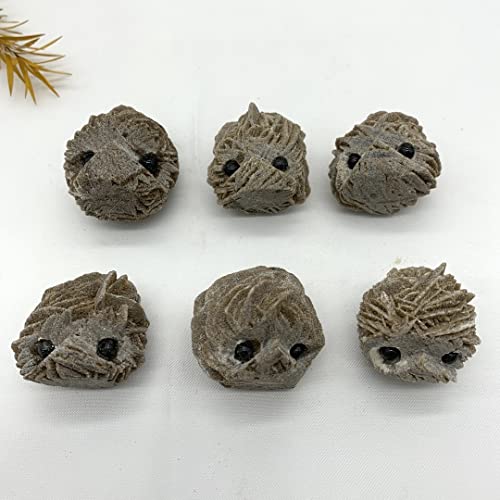 WGPHDW Meditation Home Decor, Natural Desert Rose Quartz Hedgehog Jewelry Hand Carved Stone Purification Gift Office Decoration Healing Stone Gifts,Natural Crystal (Size : 20-30mm)