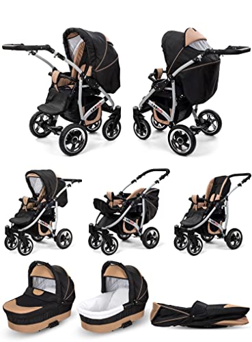 Kinderwagen Buggy Set Autostoel 3 in 1 Reissysteem Kinderwagen (Roze & Zwart, 3in1 met autostoel) - Afbeelding 5
