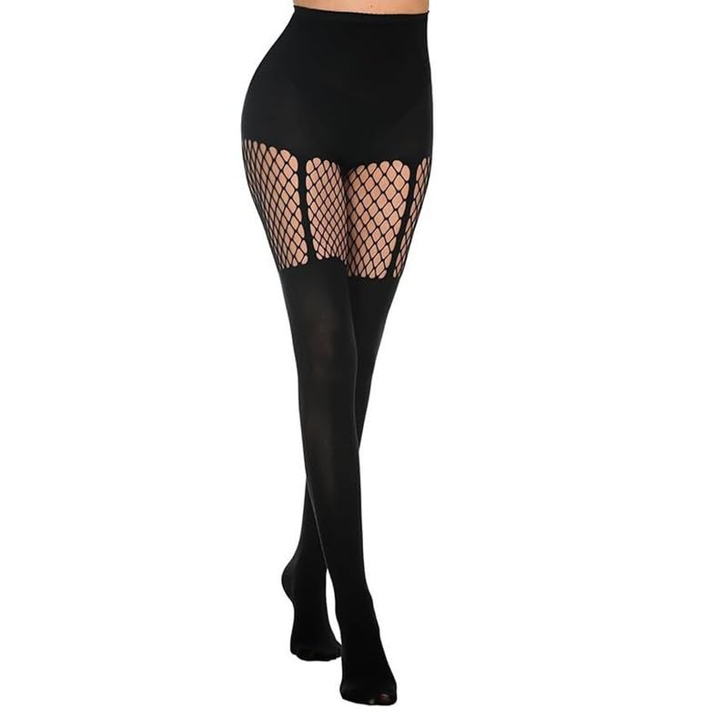 High Waist Fishnet Tights, Thigh High Suspender Stockings, Sheer Tights Sexy Stockings for Women3