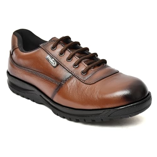 Image of STONIX DR001 Safety Shoes for Men, Lightweight Industrial Shoes | Anti-Slip, Oil Resistant, Steel Toe, Shockproof Work | Comfortable for Construction & Factory Use, Black | Brown