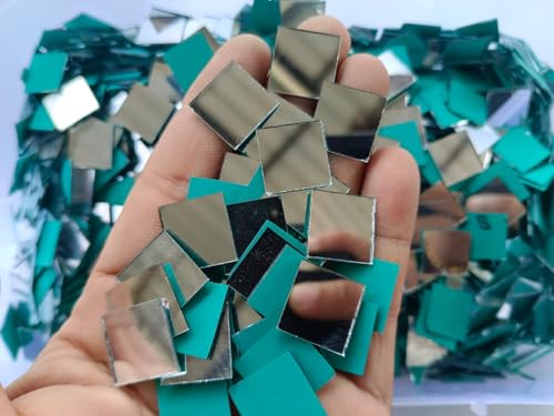 NNJ GROUP Mirror kit lippan Art for Jewellery Making,Other Craft Work (Total-500 Pieces) 1 Free Fabric Glue Cone (16mm, Square)