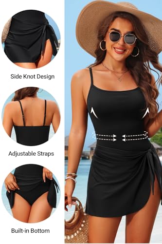 Image of Tempt Me One Piece Swimdress for Women 2026 - Tummy Control Modest Bathing Suit with Skirt Slimming Swimsuit