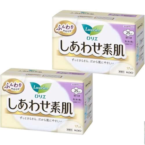 ロリエ しあわせ素肌 ふんわりタイプ 各種まとめ買いセット +オリジナルおしぼり付 (特に多い昼用 羽つき 25cm 17コ入, 2個セット)