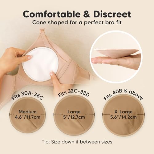 Image of Organic Nursing Pads - 14 Washable Breast Pads for Breastfeeding, Wash Bag, Viscose Derived from Bamboo Reusable Nipple Covers for Breastfeeding Essentials, Soft & Absorbent (Coffee, M 4.6 inch)
