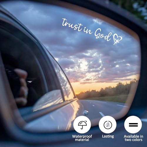 Image of 6 Pcs Trust in God Rearview Mirror Stickers, 4 inch Waterproof High-Adhesion Christian Mirror Decals, Daily Commute Car Interior Faith-Based Decor for Inspirational Road Trip Personalizing