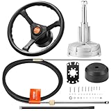 VEVOR Kit de dirección hidráulica fueraborda con cable SS13712 de 3,36 m y volante de 13,5", sistema de dirección hidráulica marina, conexión rápida, accesorios para barcos de viaje