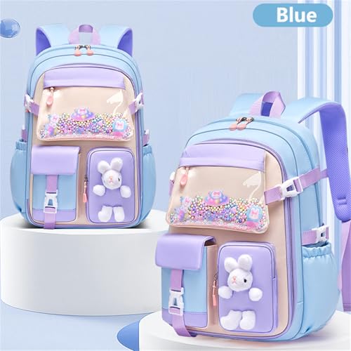 Cute Backpack with Lunch Bag (Blue,L)2