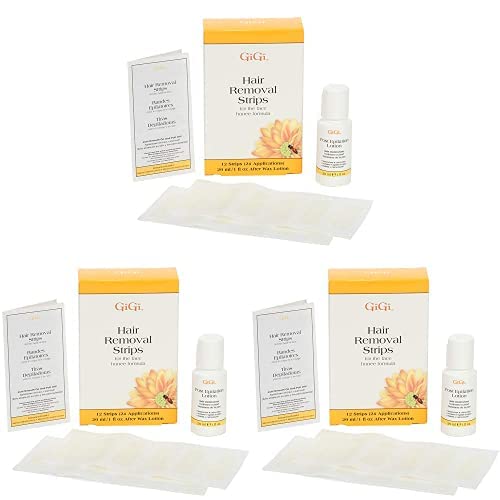 GiGi Facial Hair Removal, 12 PreWaxed Strips (Pack of 3