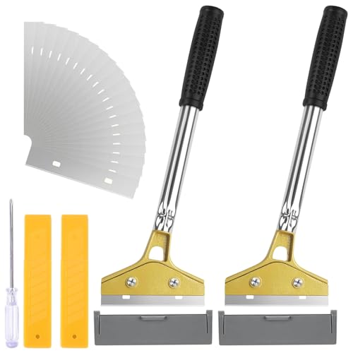 2 pcs Industry Rasquetas 300 mm con Funda Protectora, Rasqueta Cocina con Cuchillas de Acero Al Carbono 100 mm, Raspador Cuchilla Vitroceramica Quitar Gotele para Vidrio, Ventana, Horno, Paredes
