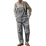 Men's Work Bib Overalls Loose Fit Workwear Dungarees Sloppy Coveralls with Adjustable Straps and Big Pockets