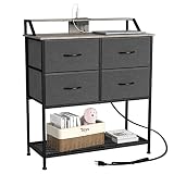 Dresser for Bedroom - Fabric Dresser TV Stand with Charging station, Drawer Dresser Organizer with W