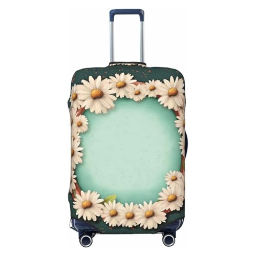 Travel Luggage Cover With daisies and frame Suitcase Protector Elastic Washable Stretch Suitcase Protector Anti-Scratch Travel Suitcase Cover Fit 18-32 Inch Luggage