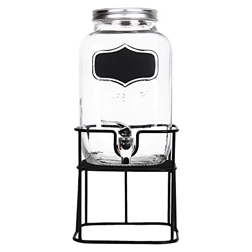 Helio Ferretti Mason HF, Dispensador de Bebidas de Cristal, Soporte de Metal y Pizarra para Personalizar, 4 Litros (17x37.5x17 cm)