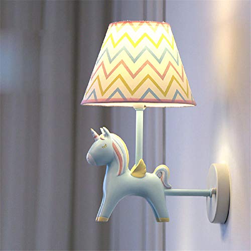 Décorations de vacances de bande dessinée pour la maison Licorne Applique Murale Enfants Chambre Lampe De Chevet Creative Enfants Chambre Lumière Résine Applique Murale-bleu a