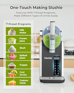 Vischic Slushie Machine: Slushy Machine for Home Use with 7 Preset Programs & Auto Cleaning Function, Frozen Drink Maker Easy to Make Slush Margarita Frappés Cocktail & More, 4H Fresh (Premium Silver)