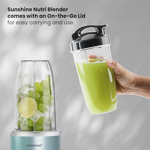 Image of Sunshine Nutri Vita Pro 2 In 1 Nutri Blender Slate Grey, Powerful 1000 Watts Copper Motor, Blender for Smoothies and Juices, Stainless Steel Body, 2 Blade Set: Wet & Dry| 2 Year Warranty