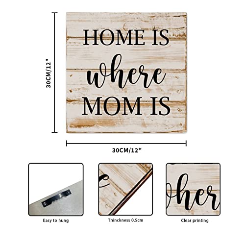 Religious-Sayings-Lettering-Wood-Signs-Home-is-Where-Mom-is-Wall-Art-Sign-Farmhouse-Style-Wall-Decor-Modern-Pictures-Hanging-Sign-for-Bedroom-Living-Room-Home-Kitchen-Decor-12x12in Religious Sayings Lettering Wood Signs Home is Where Mom is Wall Art Sign Farmhouse Style Wall Decor Modern Pictures Hanging Sign for Bedroom Living Room Home Kitchen Decor 12x12in