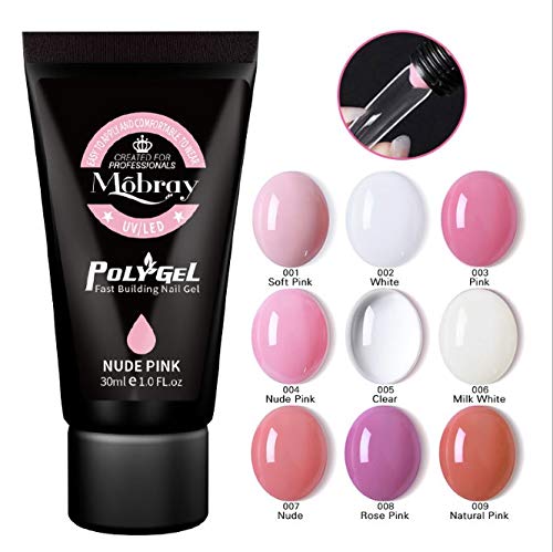 Mobray Poly Nail Gel Manicure Set Extend Builder Gel Kits Finger Nail Extension UV LED Acrylic Builder Gel Nail Fack Nail (#06-Milk White - 30ml) 2