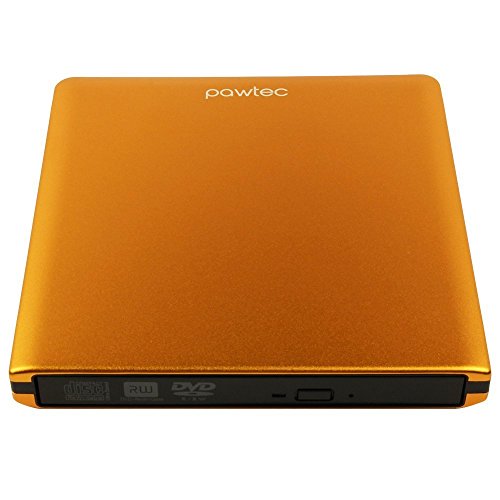 Pawtec Signature External USB 3.0 Aluminum 8X DVD-RW Writer Optical Drive for PC Windows & Mac - Orange