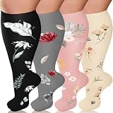 Picture of Diu Life Plus Size Compression Socks for Women & Men 15-20 mmhg Extra Wide Calf Knee High Support Socks for Circulation