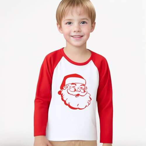 Image of Toddler Christmas Shirts for Boys and Girls Merry Christmas Plaid Monster Truck Tree Graphic Long Sleeve Xmas Tee Tops