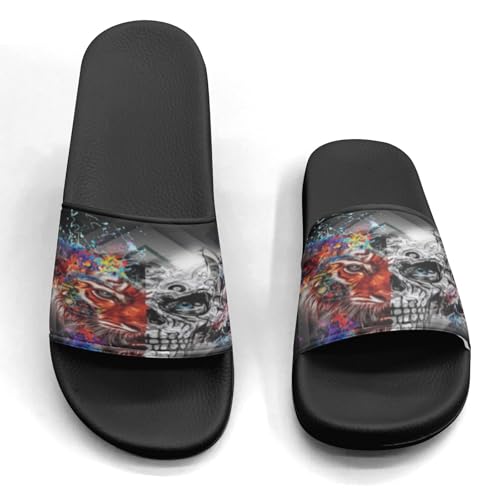 Skull Print Design Slippers Sandals for Women Men Casual Athletic Sandals Pool Shower Indoor Outdoor Slide Slippers4