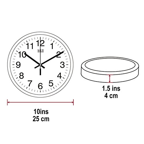 HITO Modern Silent Wall Clock Non Ticking 10 inch Excellent Accurate Sweep Movement Aluminum Frame Glass Cover, Decorative for Kitchen, Living Room, Bedroom, Bathroom, Bedroom, Office (Silver)