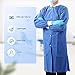 JMU 10-50 Pack Disposable Lab Coats for Adult, SMS Medical Lab Jacket Knee Length with Knit Cuff & Collar, 3 Pockets (50, Blue, Large)