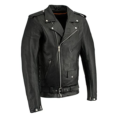 Image of Milwaukee Leather Men's Classic Police Style M /C Jacket - LKM1781 Black