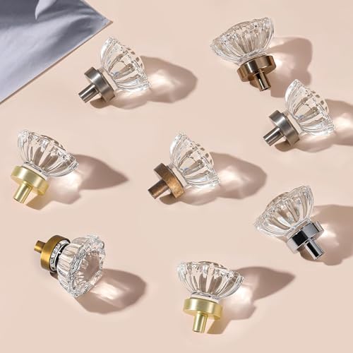 Image of 16 Pack Antique Brass Crystal Cabinet Knobs for Drawer,1.5 inch