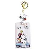 スヌーピー ネームホル IDカード 社員証 バスカード パスケース 防水 縦型 定期入れ 名刺入れ 通勤 通学 男女兼用(ホワイト)