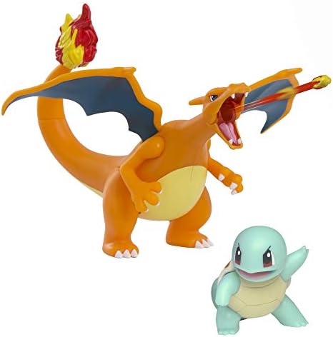 Pokemon Fire and Water Battle Pack - Includes 4.5 Inch Flame Action Charizard and 2" Squirtle Action Figures