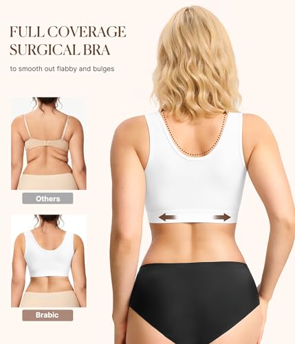 Image of BRABIC Surgical Bra Front Closure - Comfort Compression Mastectomy Bras for Women Post Surgery with Full Coverage