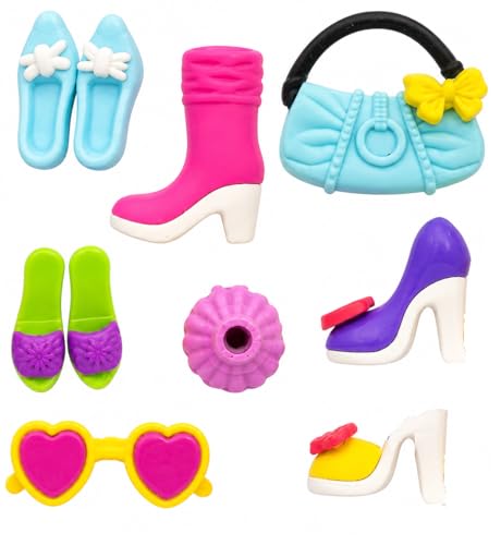 Image of SUPER TOY 8Pc Erasers for Kids Different Shapes, 3D Erasers Return Gifts Combo Pack Rubbers for School Girls Stationery Supplies (Assorted Design)