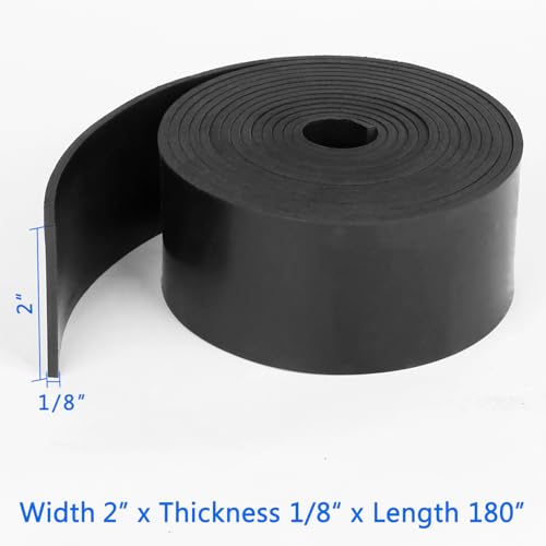 Image of WochiTV Solid Rubber Strips, 2 inch Wide x 1 /8 inch Thick x 180 inch Long Neoprene Rubber Sheets Rolls Perfect for DIY Gasket Material, Sealing, Liner, Shield, Padding, Mat