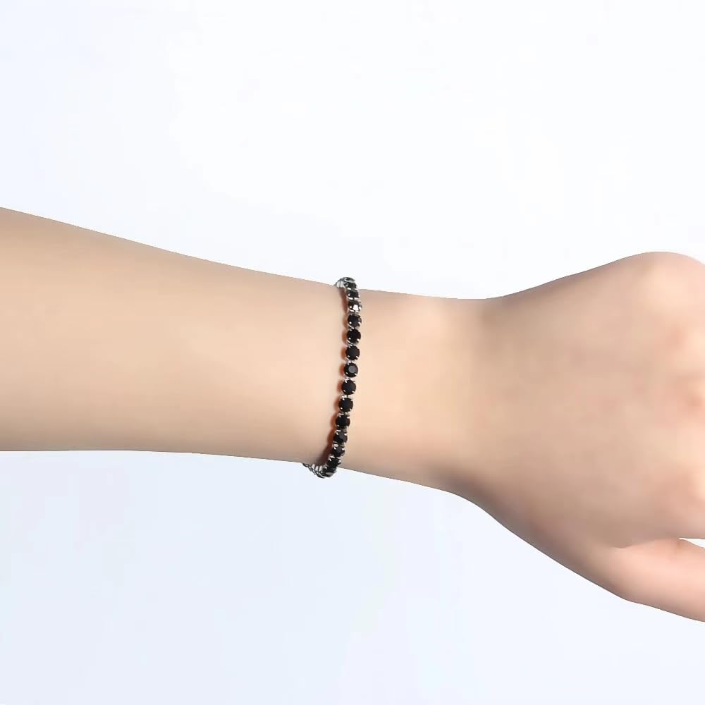 JSNOM Bracciale Tennis Uomo Argento: Bracciali Acciao 3mm Nero Oro con 5A Cubic Zirconi, Regalo Braccialetto per Marito Fidanzato Uomo