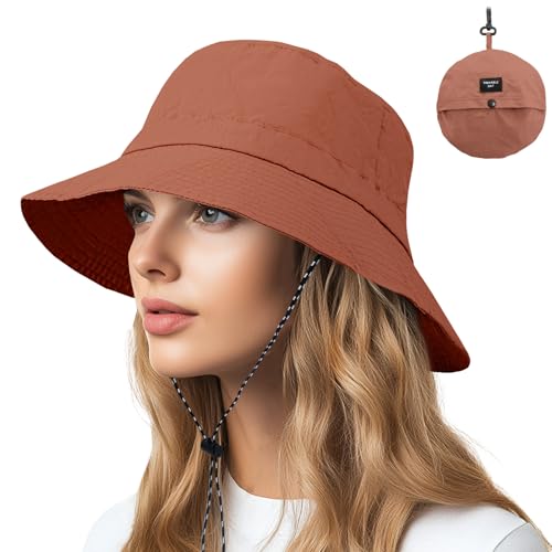 Image of NPQQUAN Sun Bucket Hats for Woman Men Lightweight Sun Hat Packable Foldable Waterproof Beach Hiking Hat
