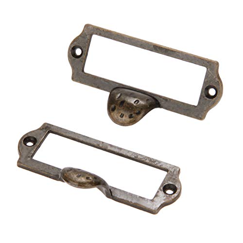 Cabinet Hardware 2Pcs 87X45Mm Antique Bronze Furniture Handle Zinc Alloy Label Pull Frame Handle File Name Card Holder For Cabinet Drawer Box Bin #TOP4