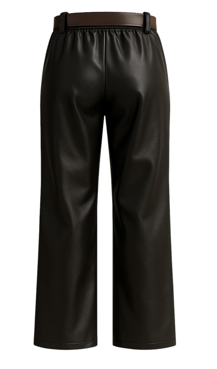 Mississhop Damen Hose aus Kunstleder mit Gürtel