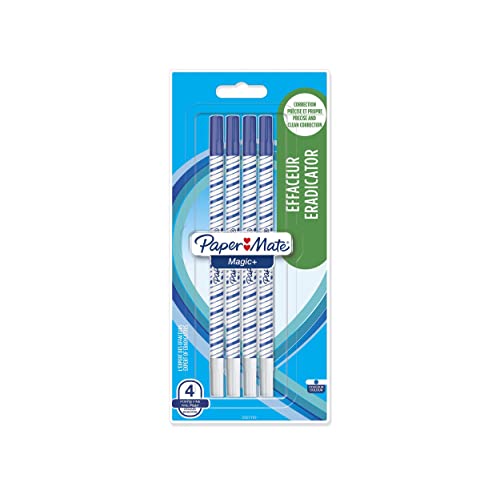 Paper Mate Magic+ Eradicatorpunta finaazulpaquete de 4