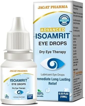 Jagat Pharma Advanced ISO Amrit Ayurvedic Eye Drops for Tired & Dry Eyes 10 Ml (Pack of 3)|100% Ayurvedic Formula for Digital Eye Strain|For Dryness, Redness, Itching, Daily Use | AYUSH Certified