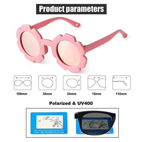 JUDOO Toddler Sunglasses with Strap Polarized Flexible Flower Glasses for Infant Baby Boys Girls Age 0-24 Months4